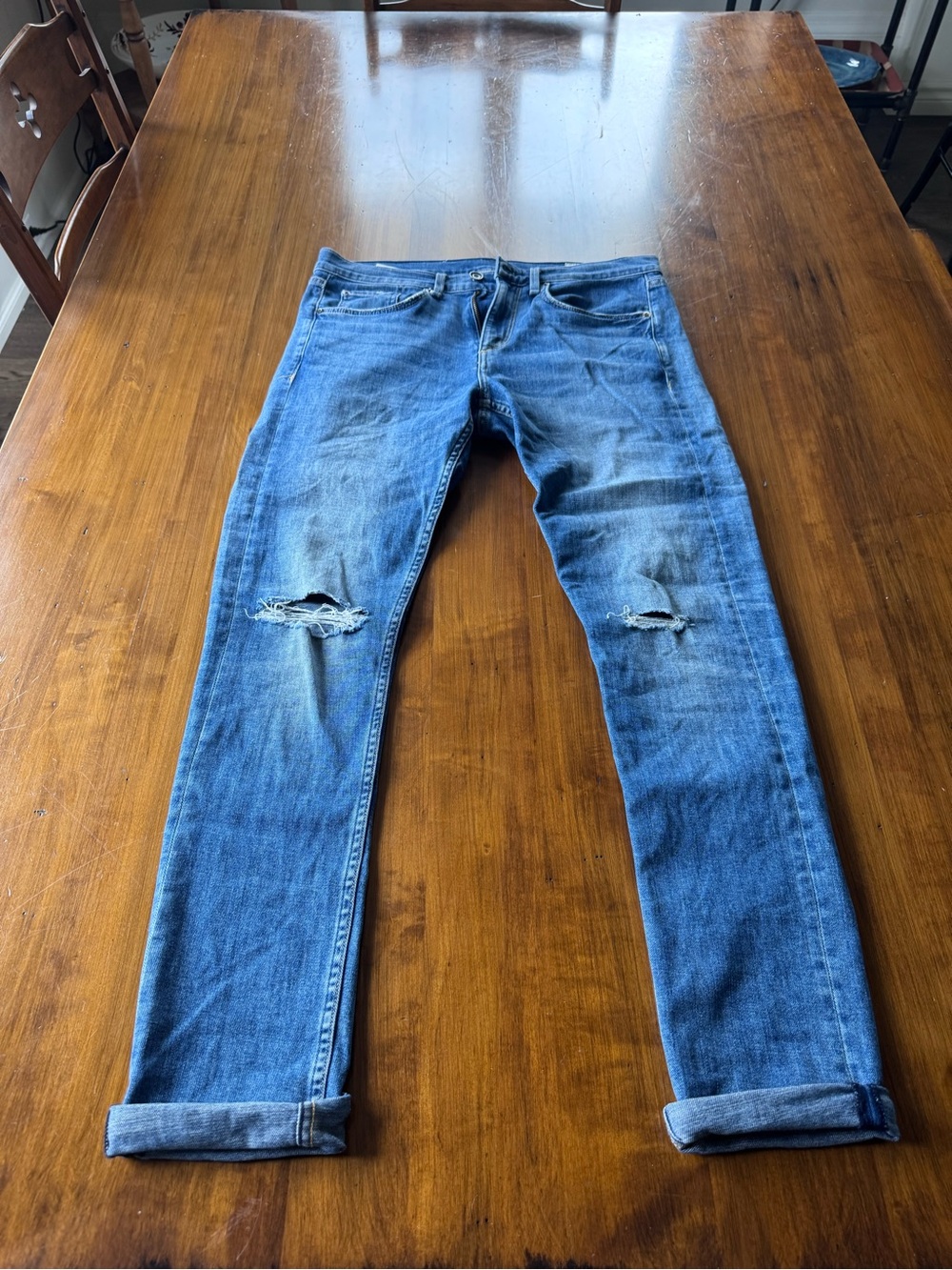 rag & bone Men's Distressed Blue Slim Jeans